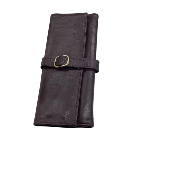 Vintage Ben Bridge Burgundy Leather Travel Jewelry Carrier Roll Clutch 4"x9" - Picture 2 of 6